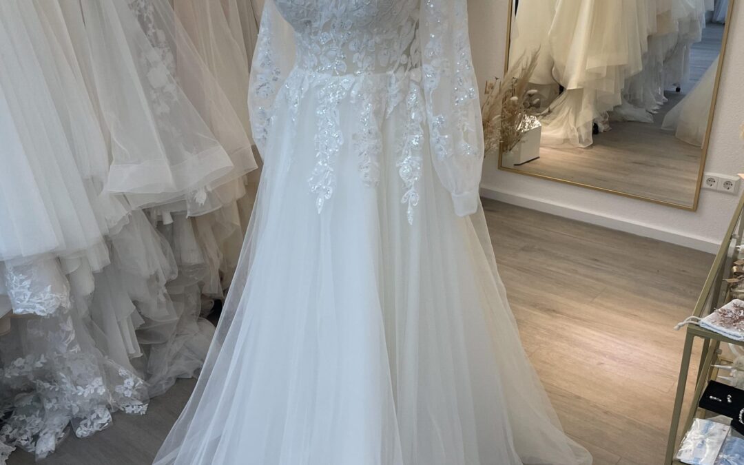 Brautkleid A Linie Langarm K94 – Gr. 46
