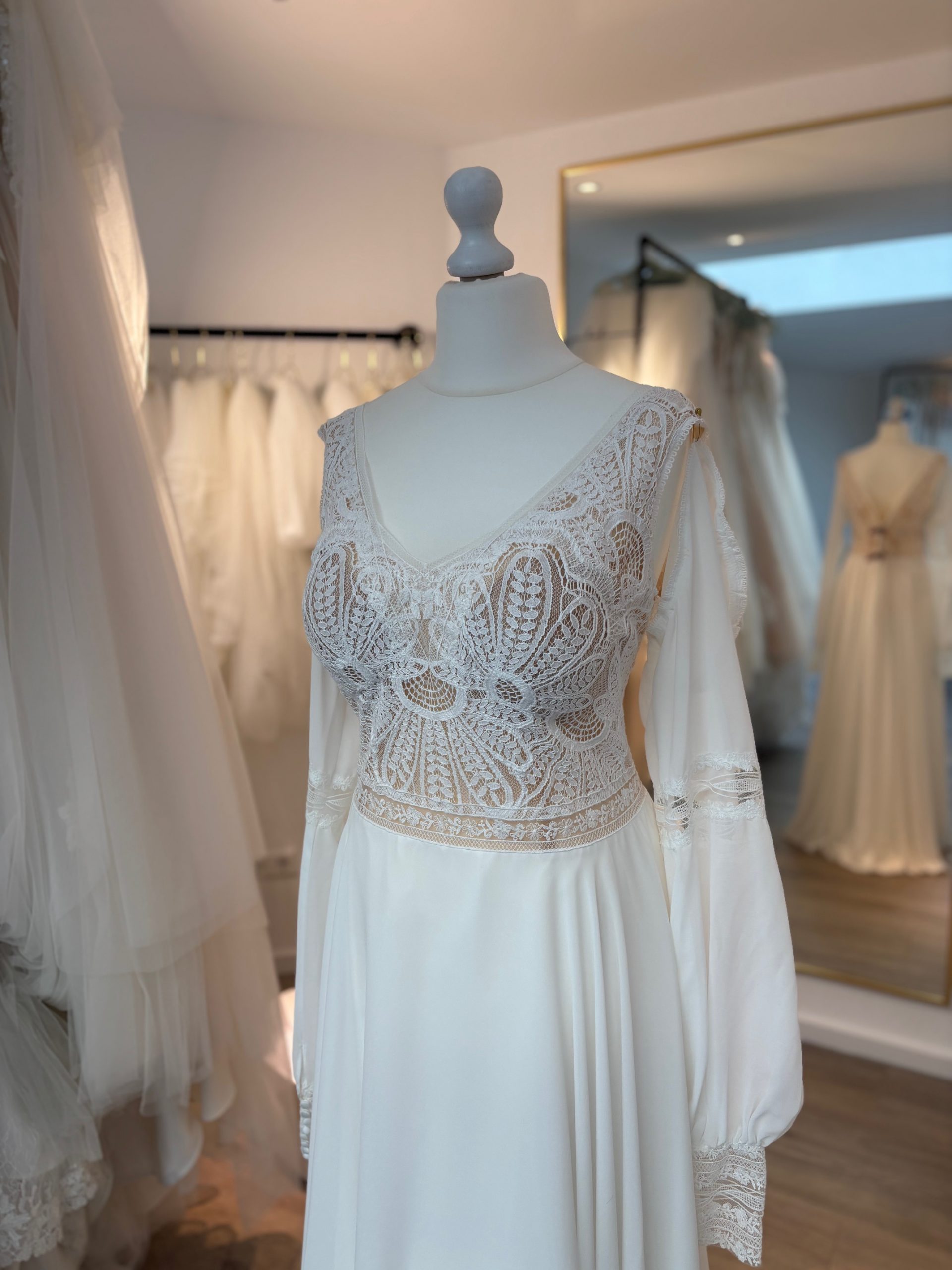 Brautkleid Boho/Vintage – Größe 44 – A310 – Bild 3