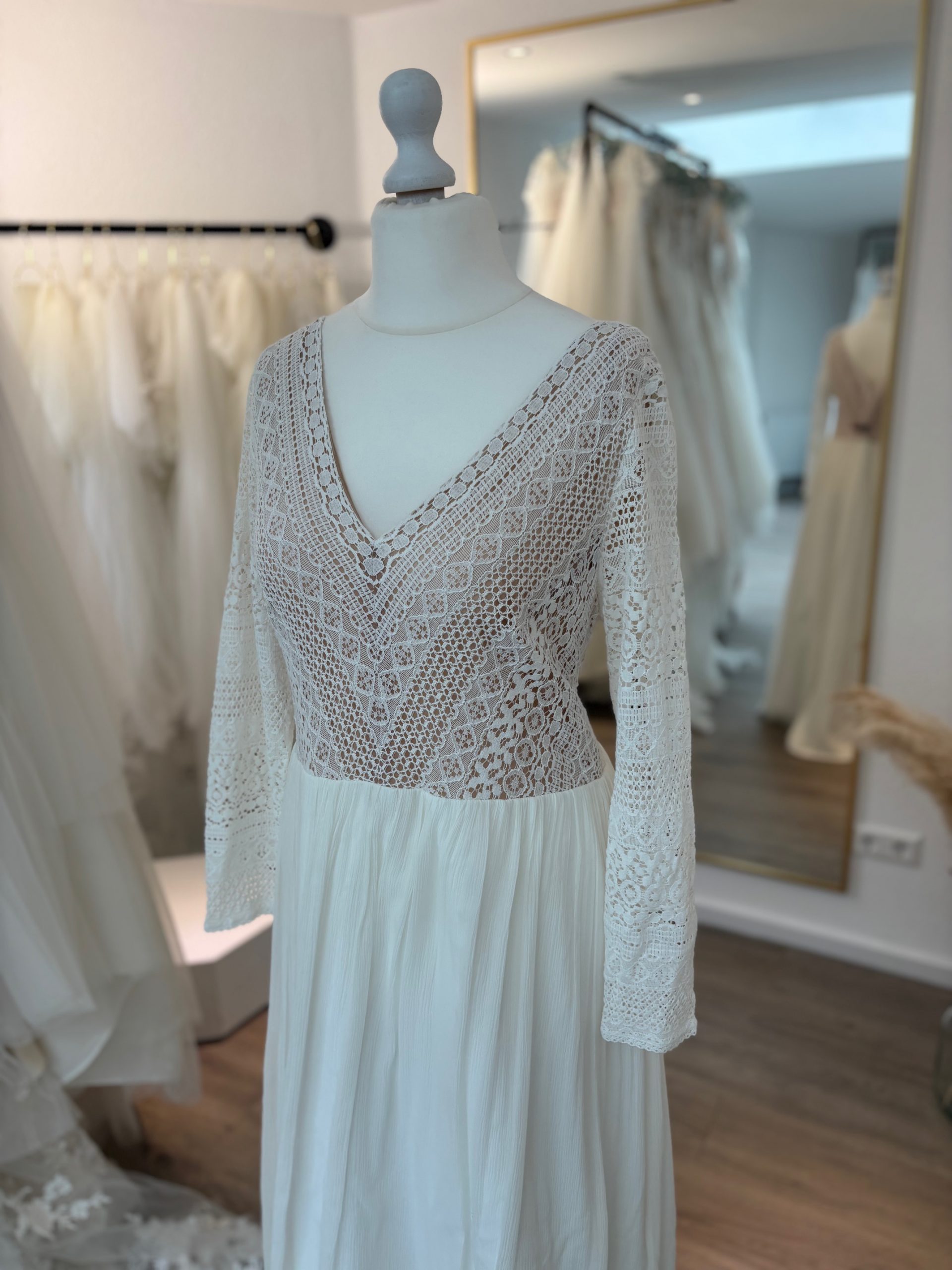 Brautkleid Boho/Vintage – Größe 46 – B70 – Bild 3